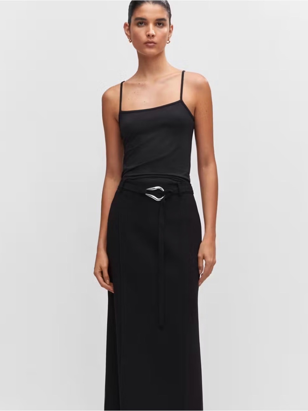 Mango Black Slim-Strap Tank Top